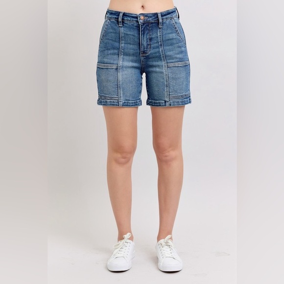 Judy Blue High Rise Denim Shorts Plus Size Blue Denim Shorts - Picture 1 of 9